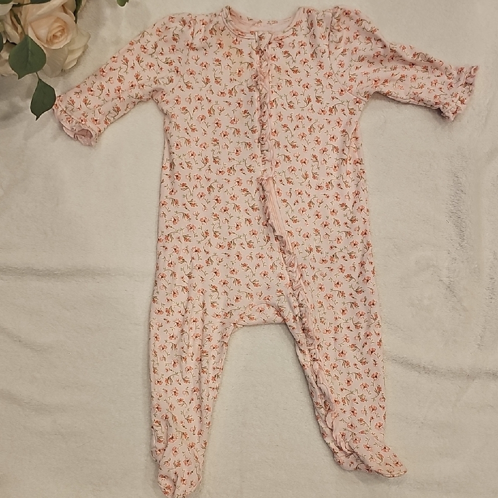 Little Me Pink Floral Kids Footie